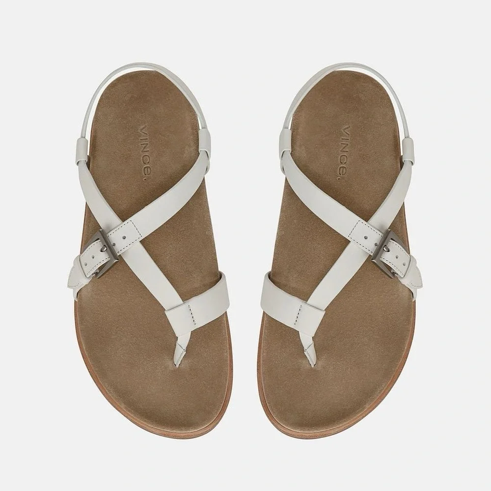 New Vince Franca Strappy Leather Sandal in white Size: 6